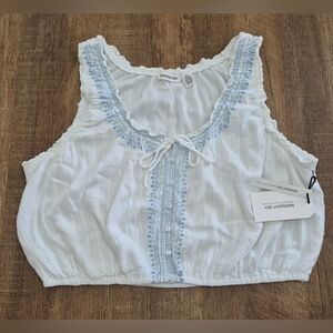 Midnight Sky Cropped Cotton Blend Top